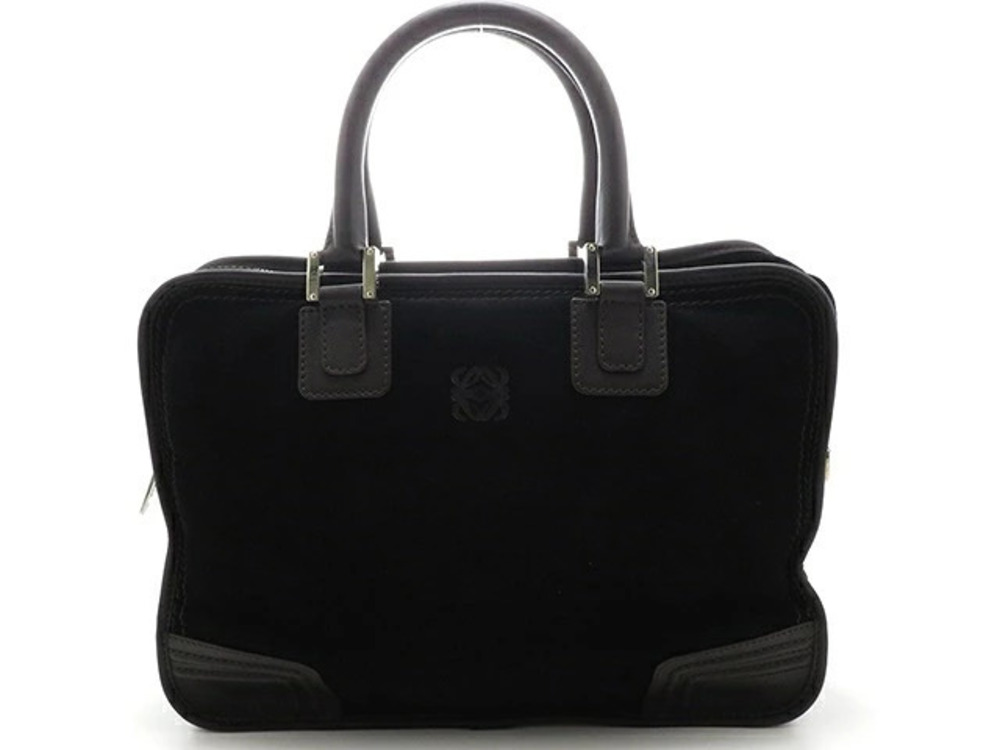 Loewe Amazona Business Bag Black Dark Brown Suede Calfskin MY